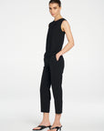 Tapered Flat Pant | Black Flex Weave