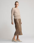 Gabriella Leather Skirt | Putty