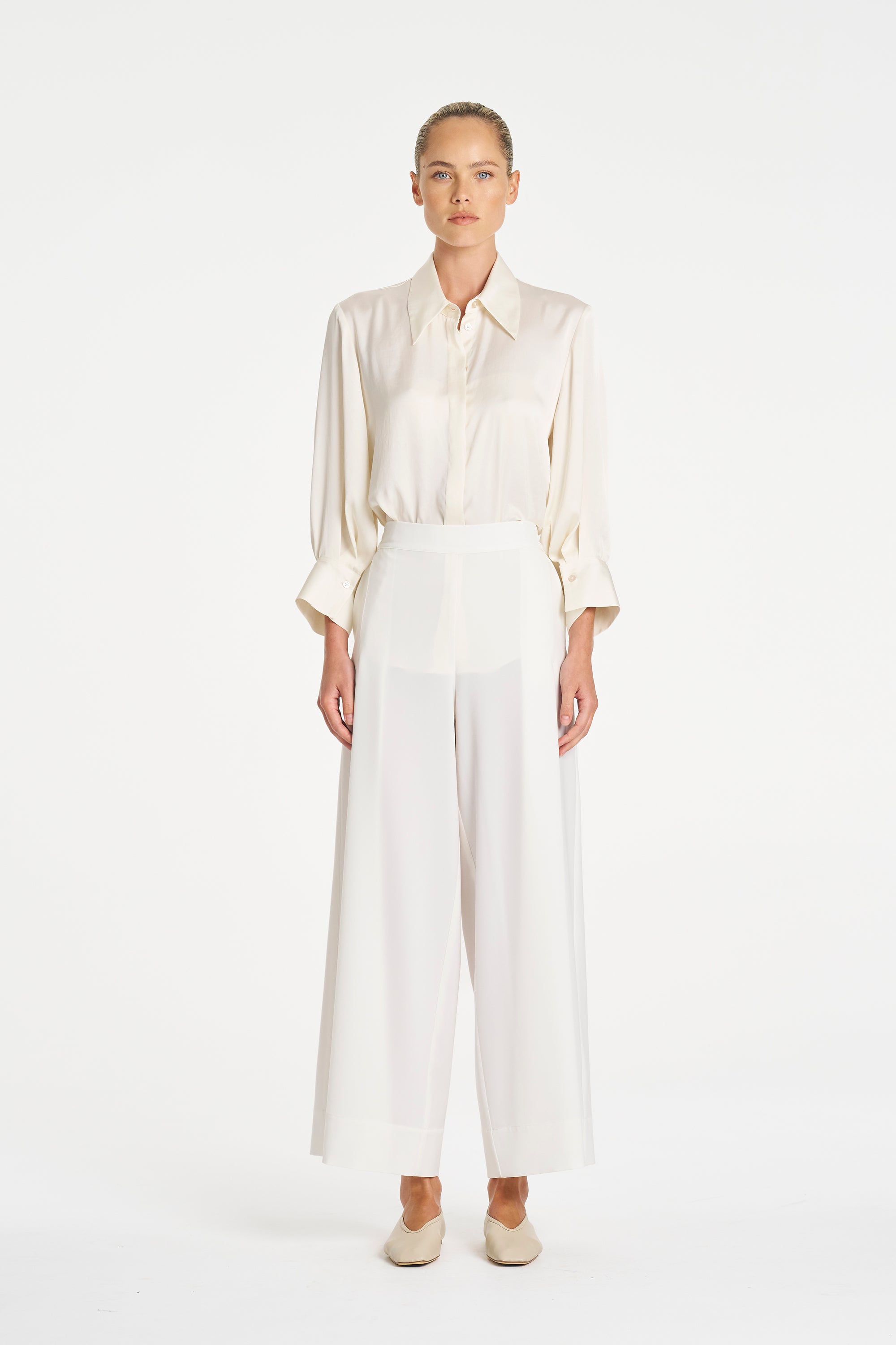Resort Blouse | Ivory Mirror Satin