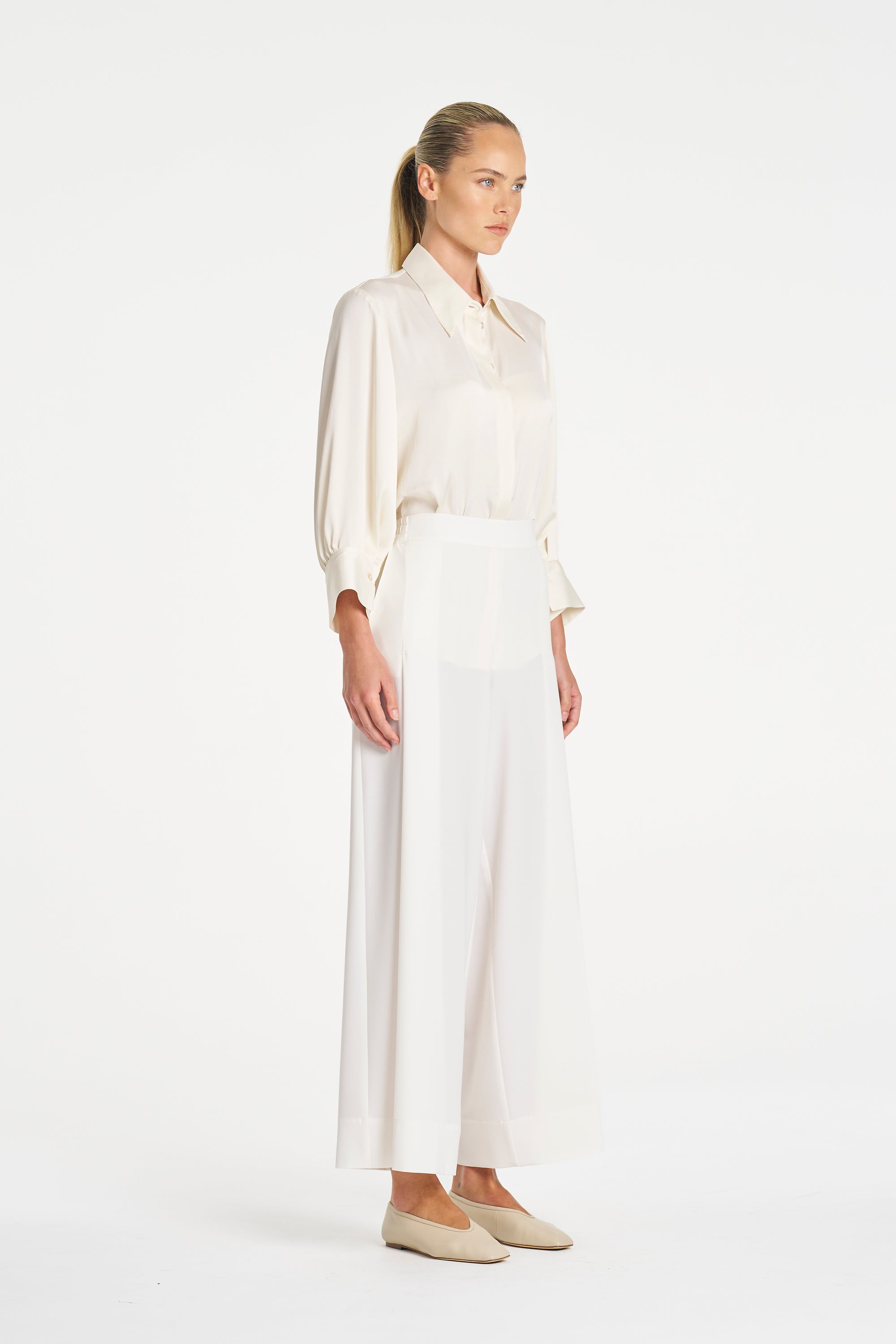 Resort Blouse | Ivory Mirror Satin