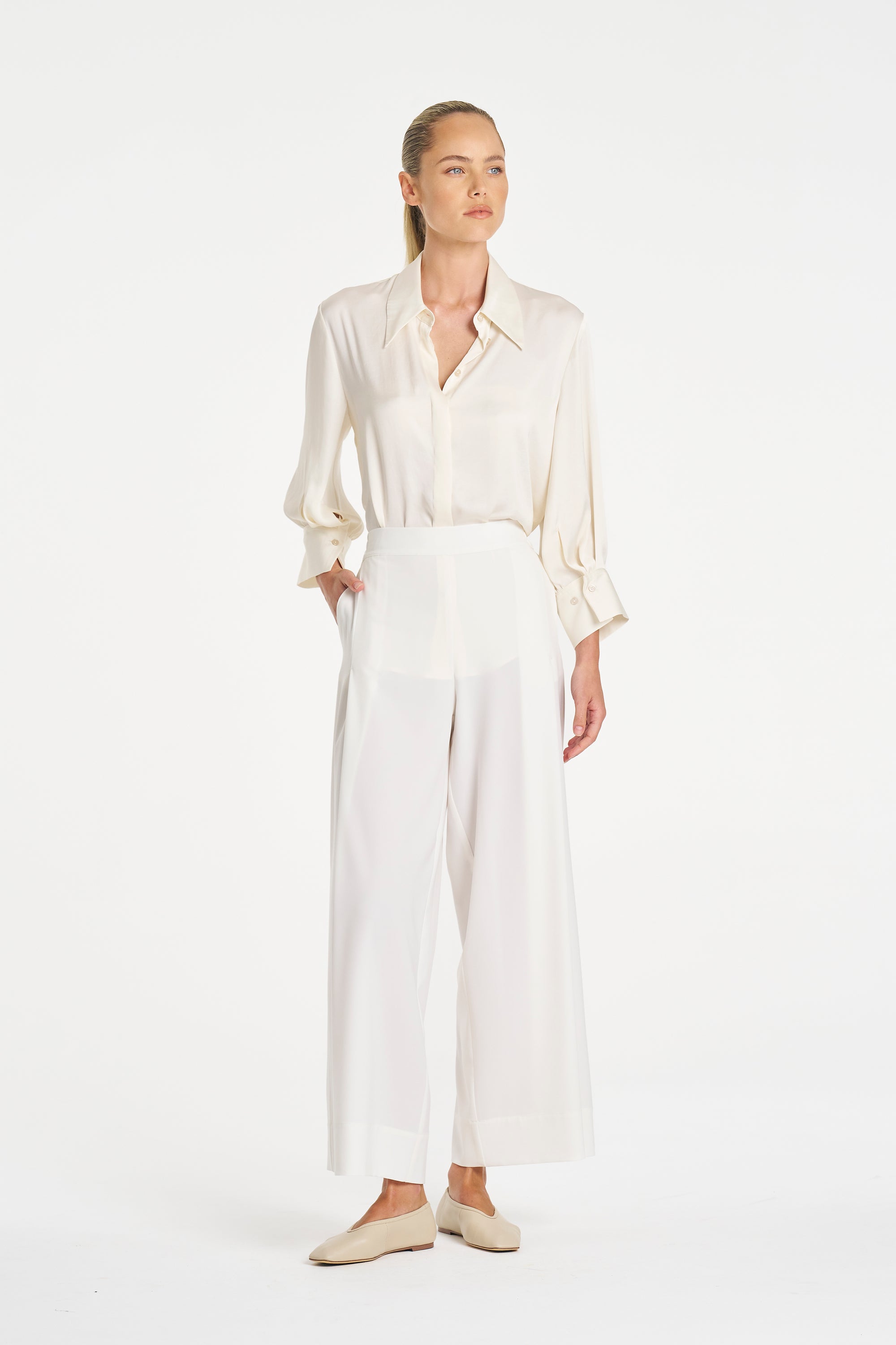 Resort Blouse | Ivory Mirror Satin