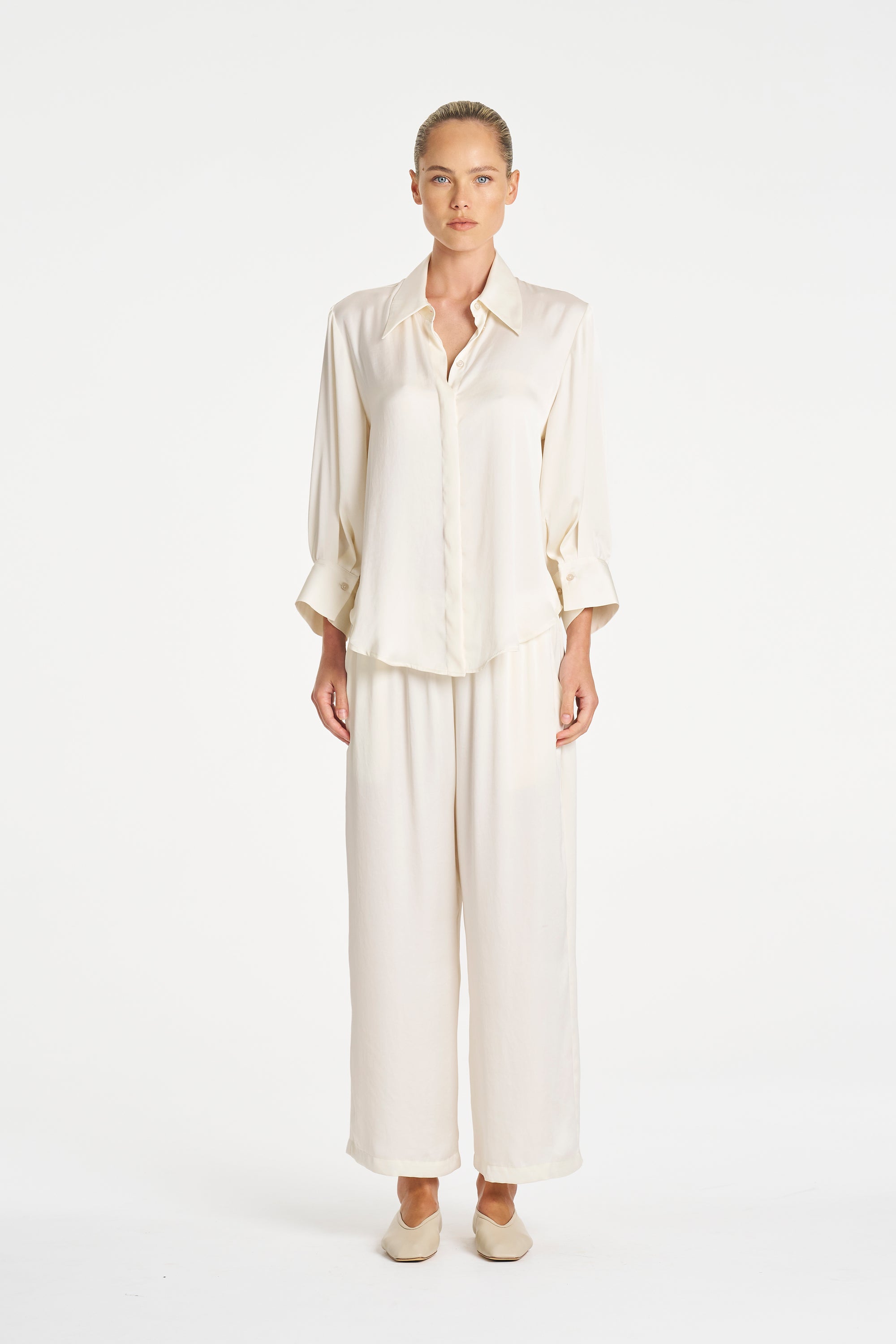 Resort Blouse | Ivory Mirror Satin
