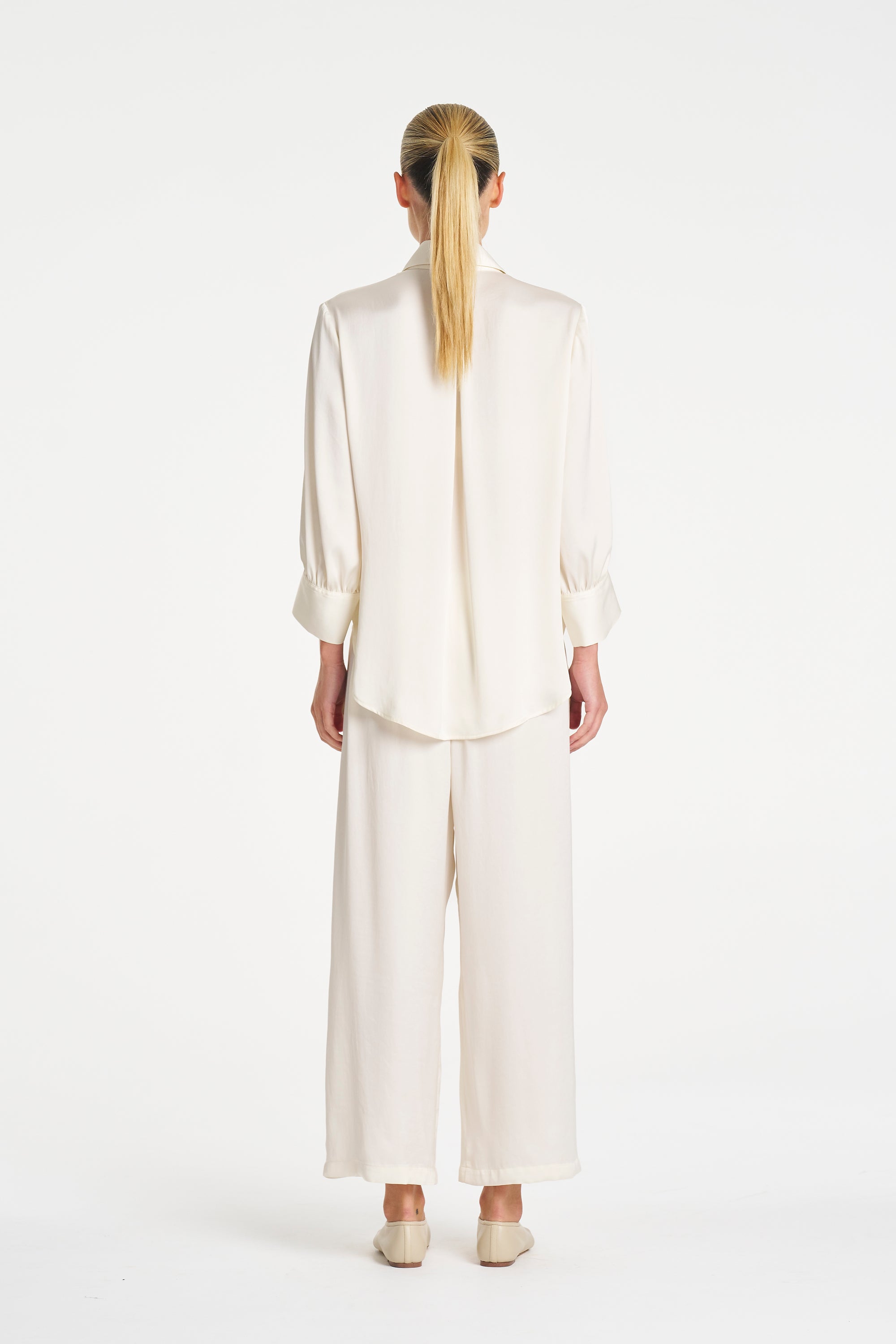 Resort Blouse | Ivory Mirror Satin