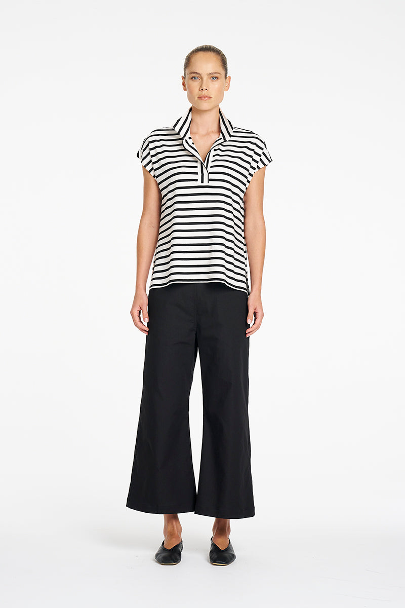 Crop Flat Pant | Black