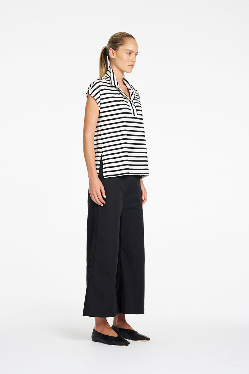 Crop Flat Pant | Black
