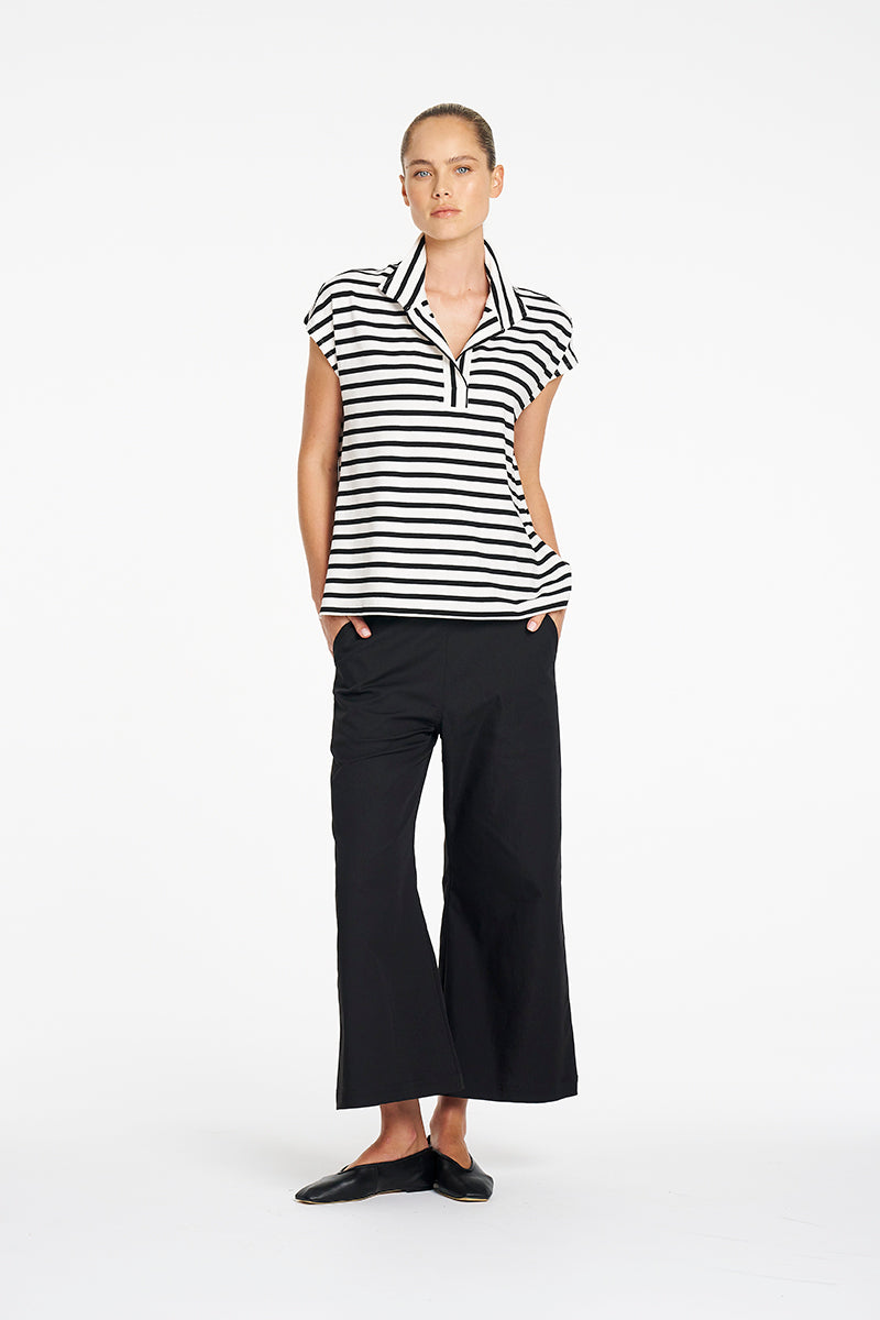 Crop Flat Pant | Black