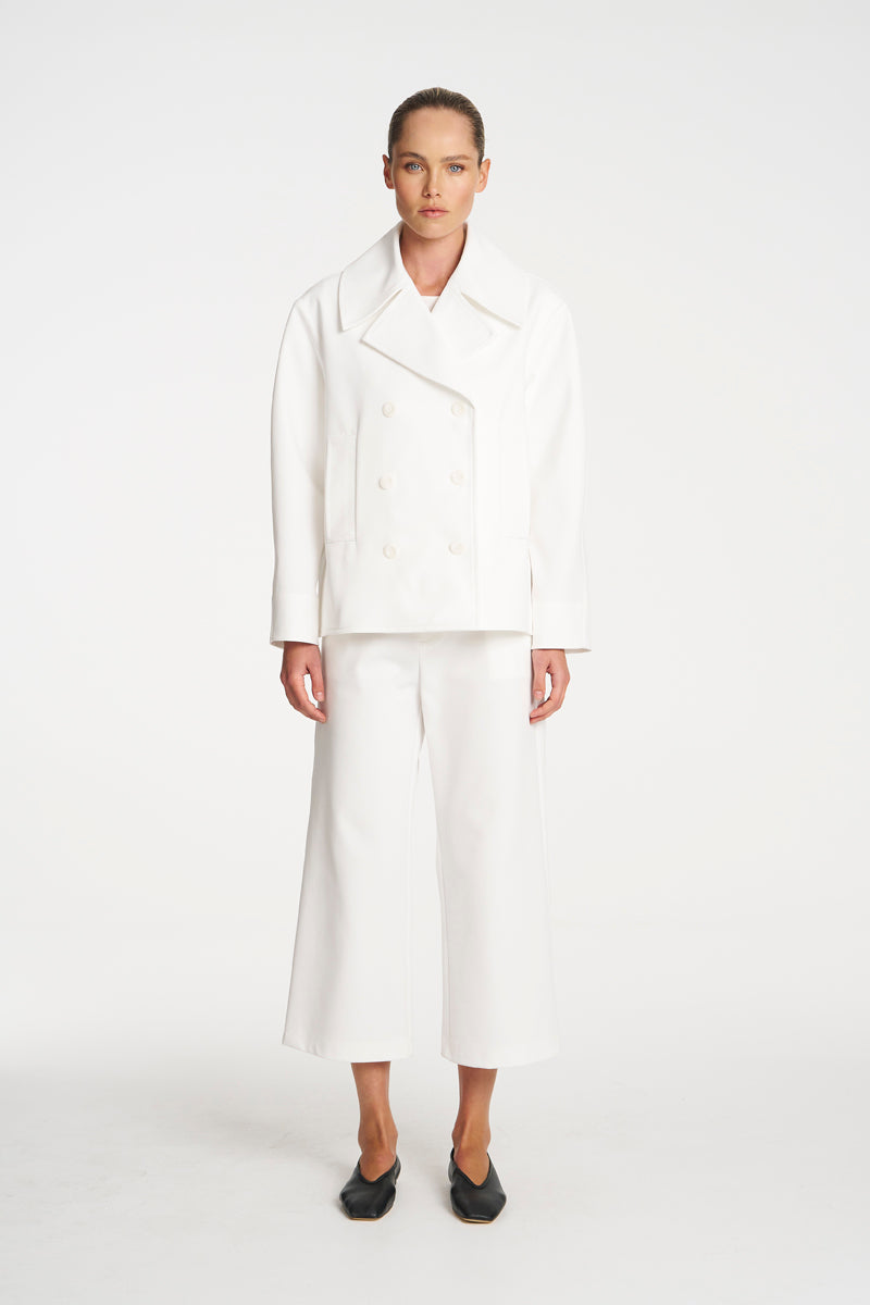 Pea Jacket | White Ultra Knit