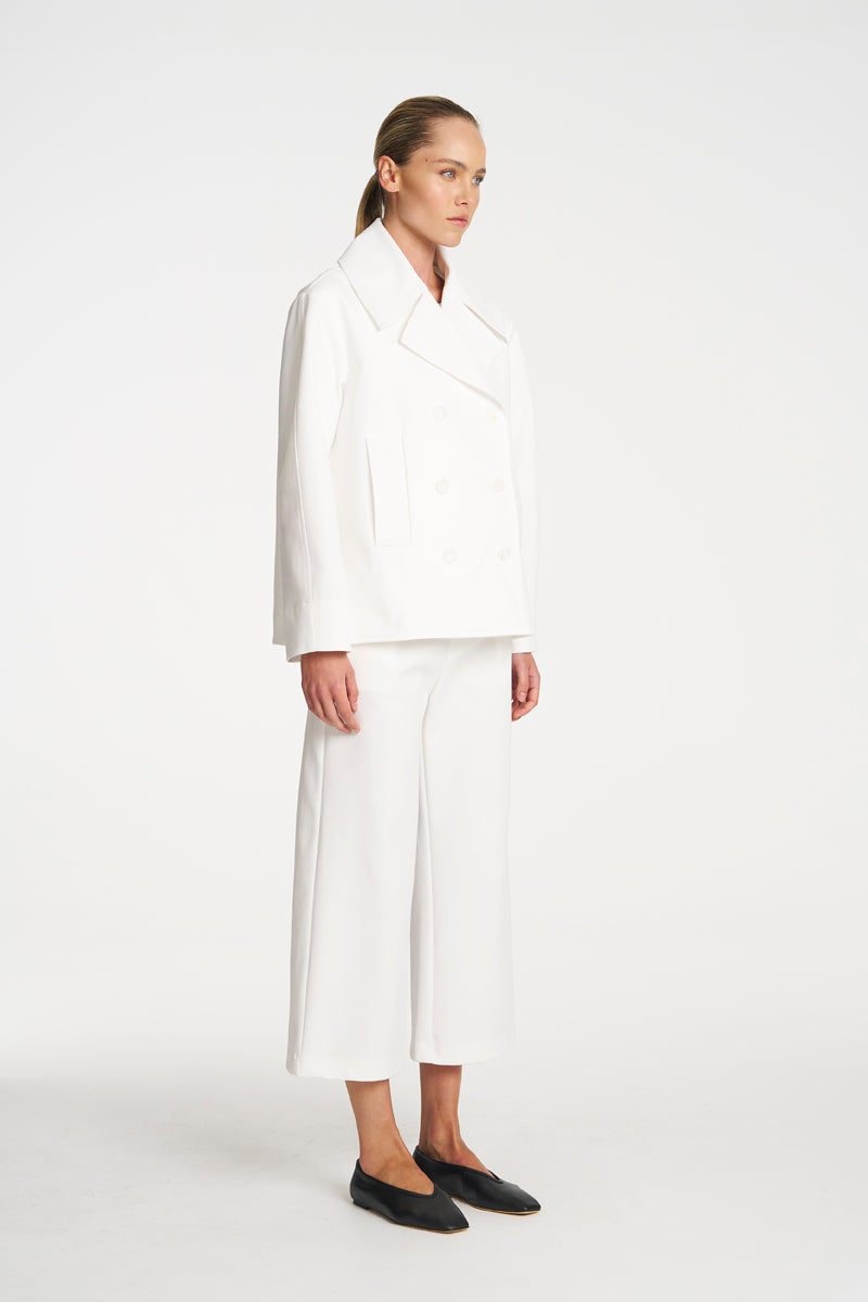 Pea Jacket | White Ultra Knit