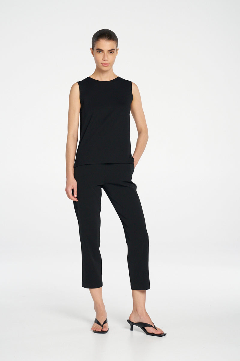 Tapered Flat Pant | Black Flex Weave
