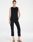 Tapered Flat Pant | Black Flex Weave