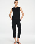 Tapered Flat Pant | Black Flex Weave