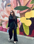 Como Cowl Top | Black Satin