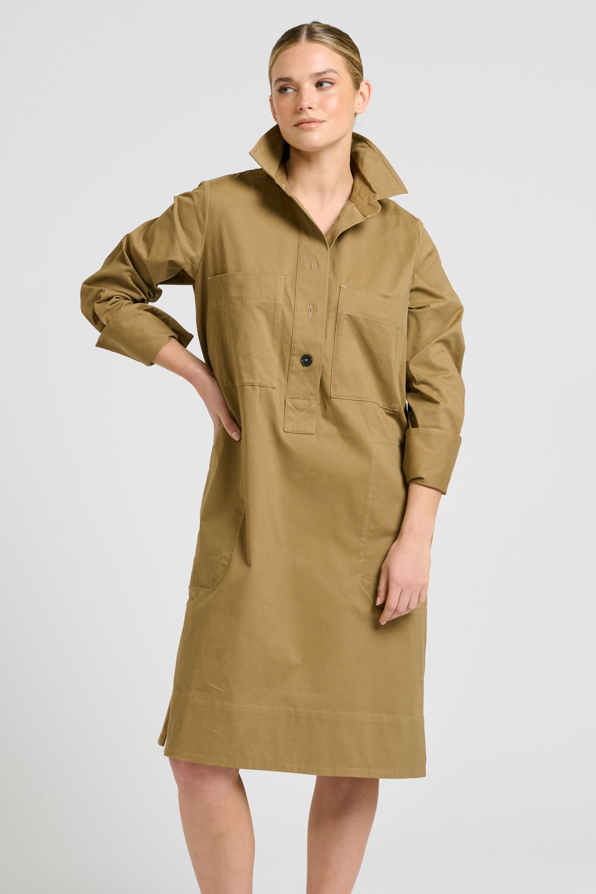 Jane Utility Shirt Dress | Tan