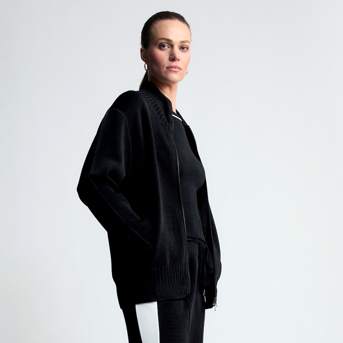 Base Layer Bomber Jacket | Black – Via Gioberti