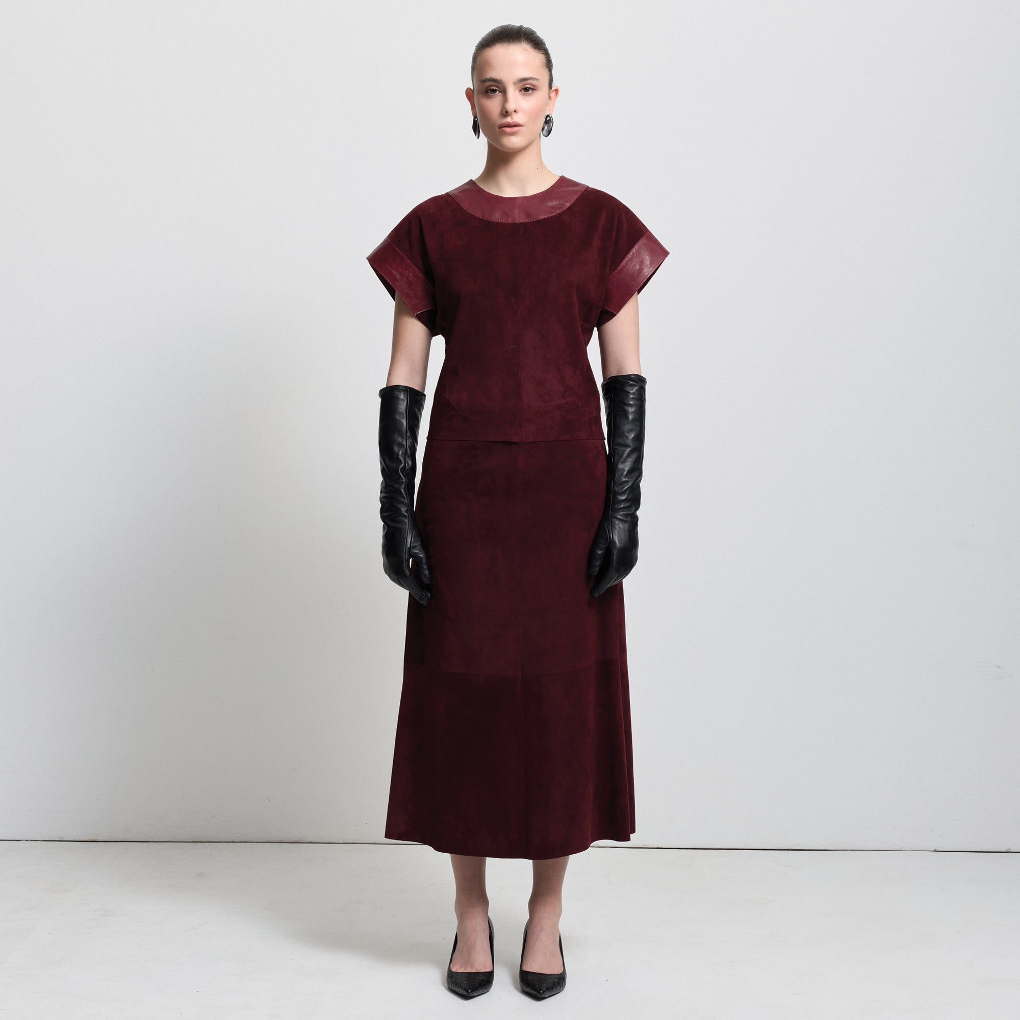 Christiana Suede  Skirt | Bordeaux