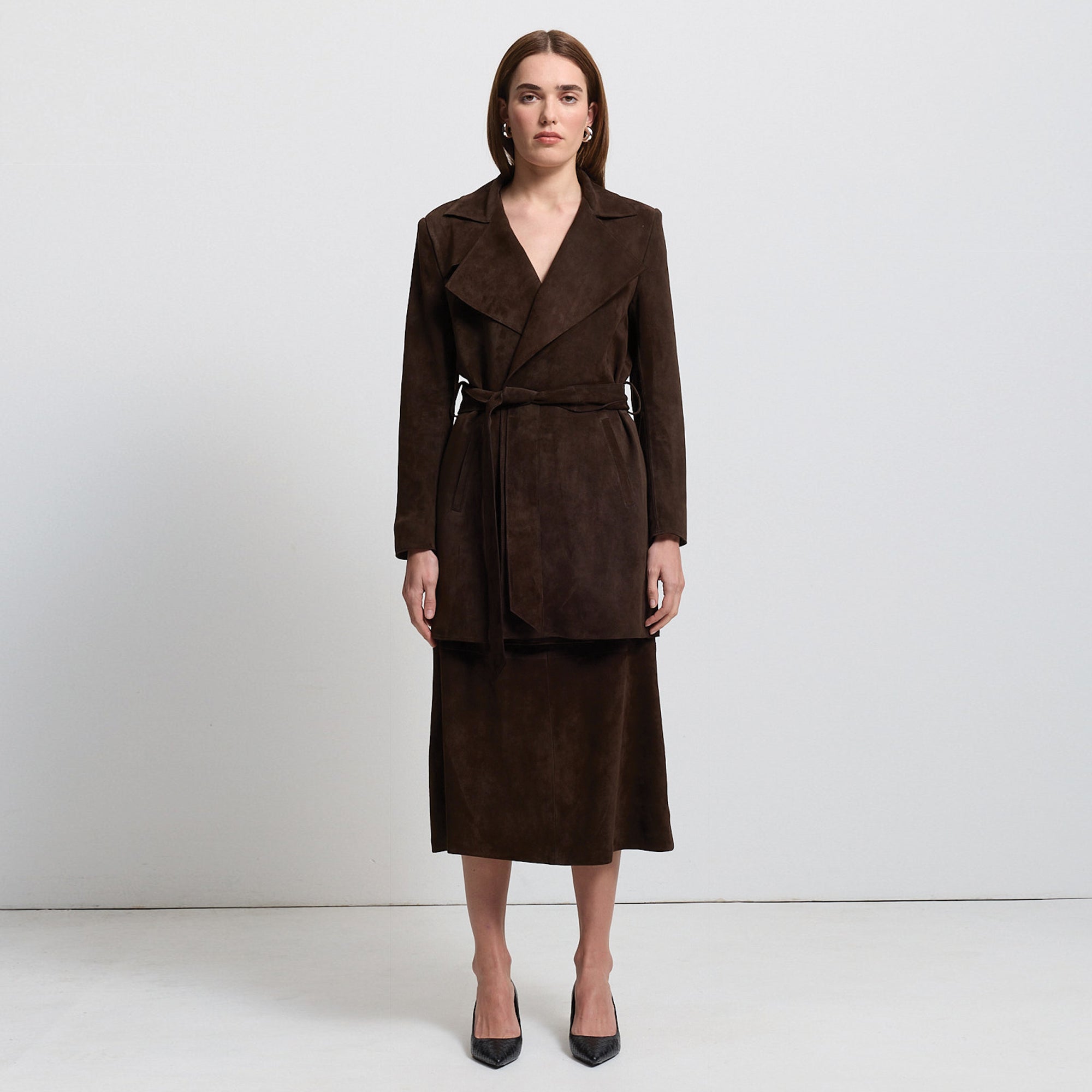 Henrietta Suede Coat | Espresso