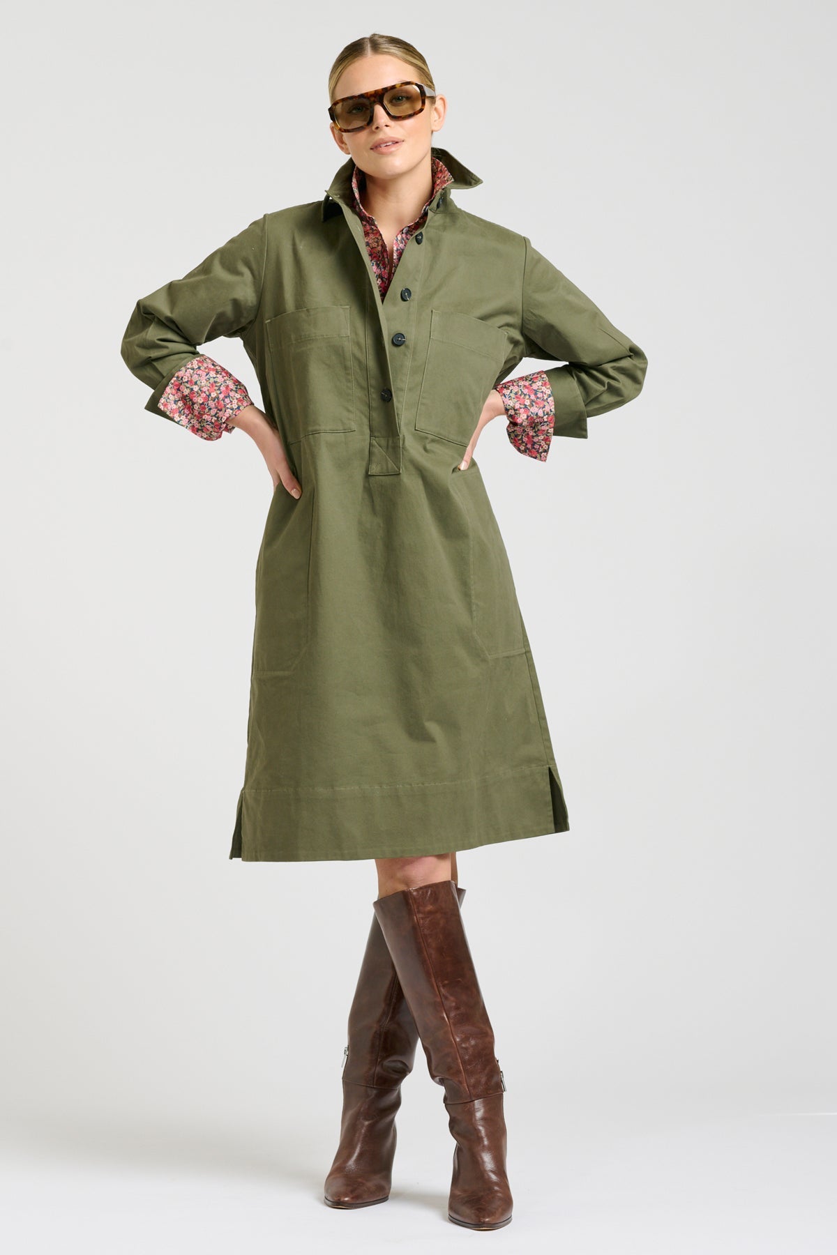 Jane Utility Shirt Dress | Khaki
