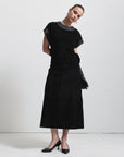 Christiana Suede  Skirt | Black