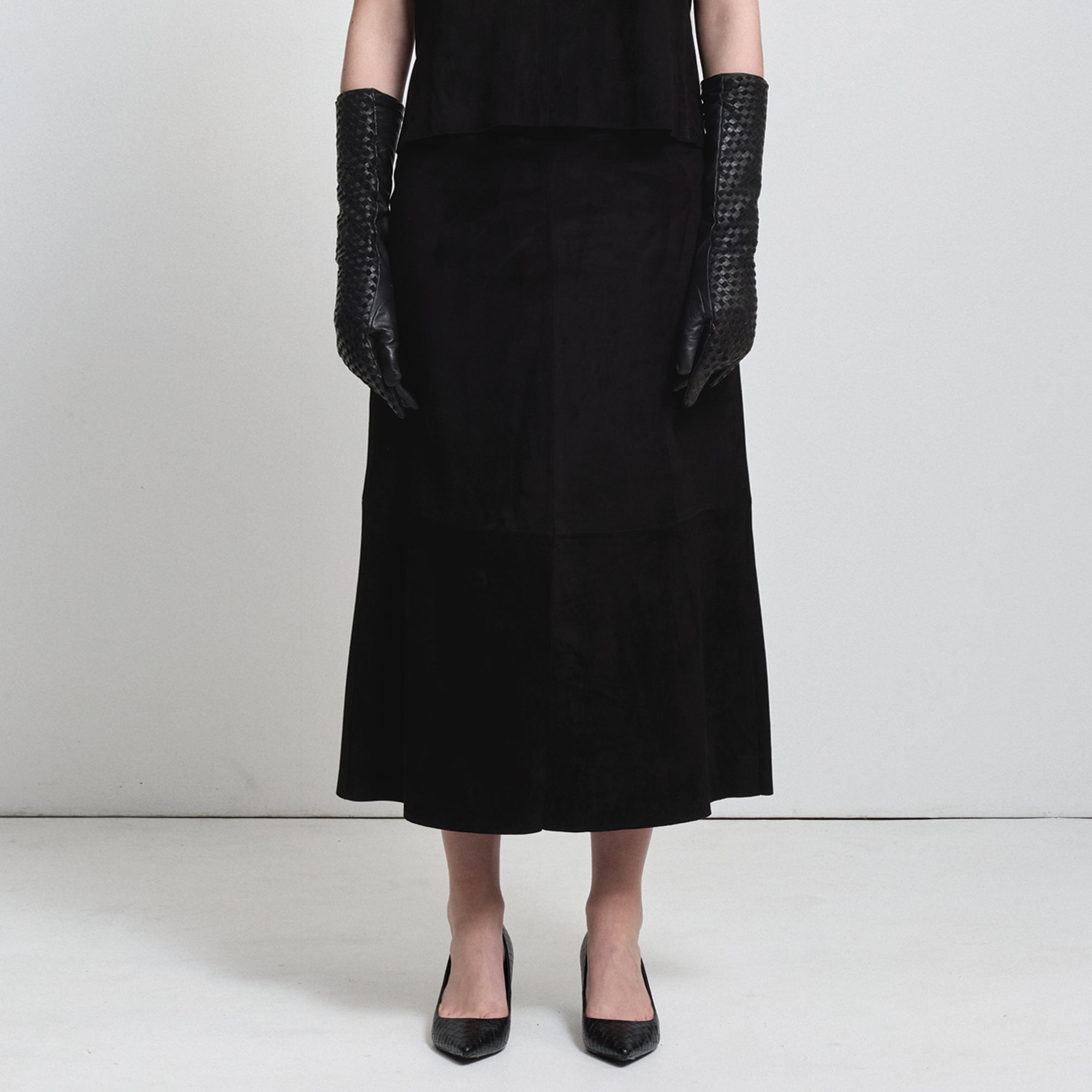 Christiana Suede  Skirt | Black