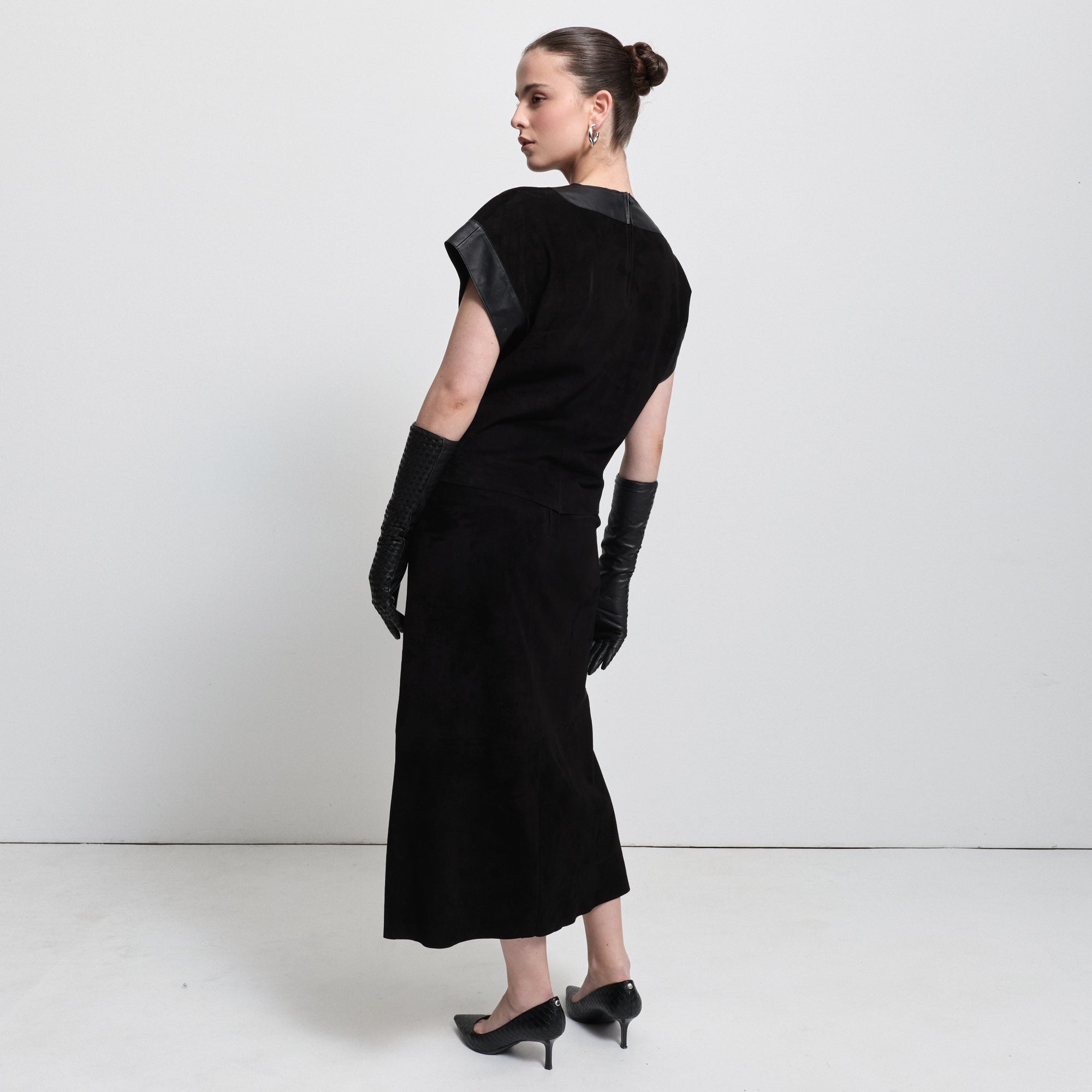 Christiana Suede  Skirt | Black