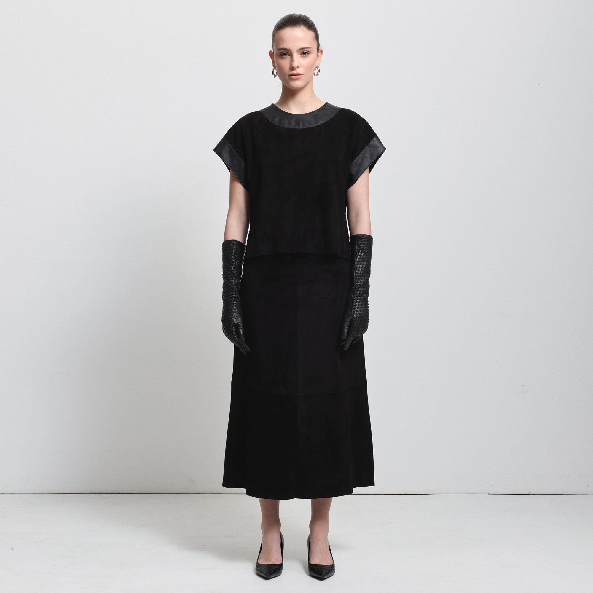 Christiana Suede  Skirt | Black