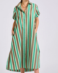 Lucy Dress | Green Sky Stripe