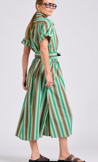 Lucy Dress | Green Sky Stripe