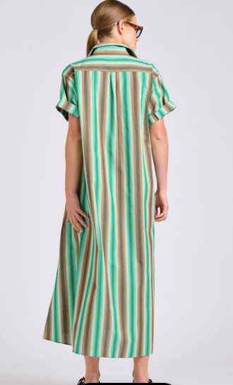 Lucy Dress | Green Sky Stripe