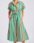Lucy Dress | Green Sky Stripe