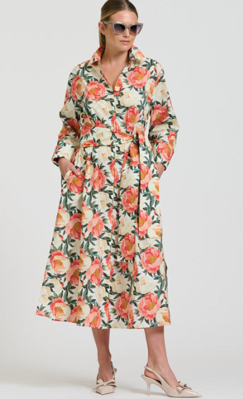 The Amelie Shirt Dress - Peony