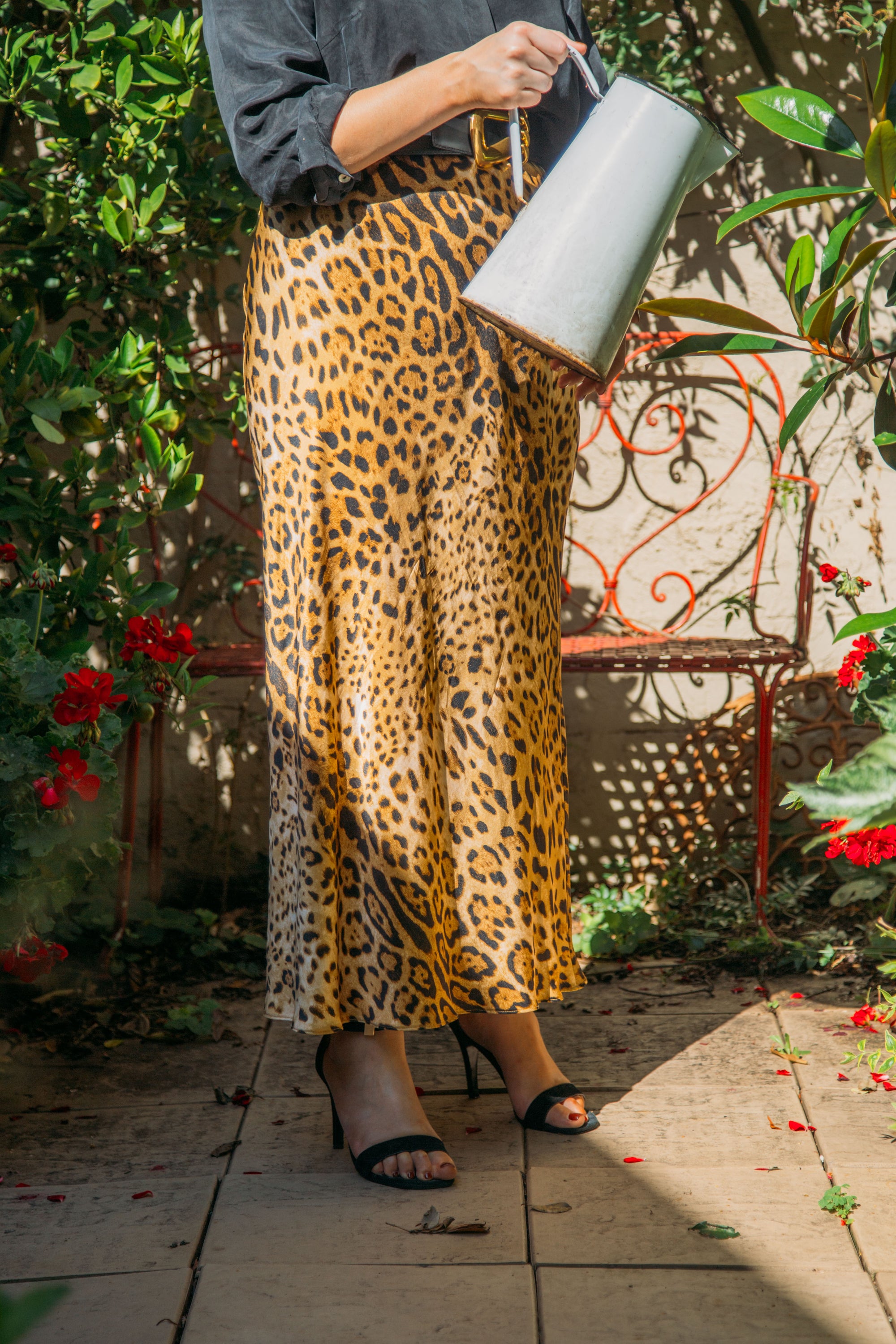 Emilia Bias Skirt | Leopard Silk